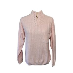 Norm Thompson Sweater Silk Angora Rabbit Lamb Wool Size Small Pink Knit VTG